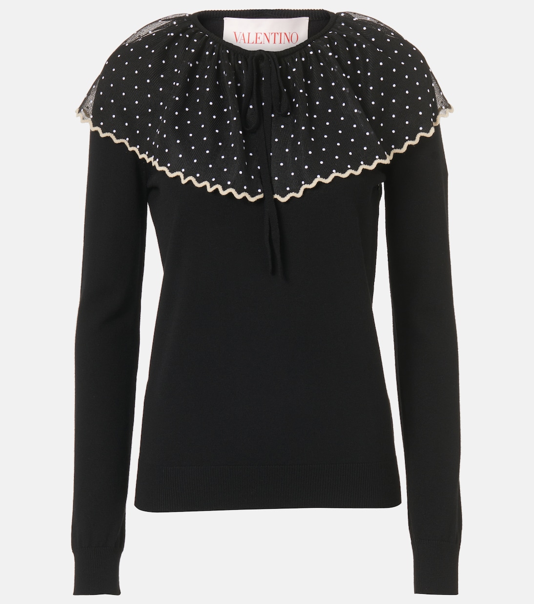 Tulle-trimmed wool sweater | Valentino