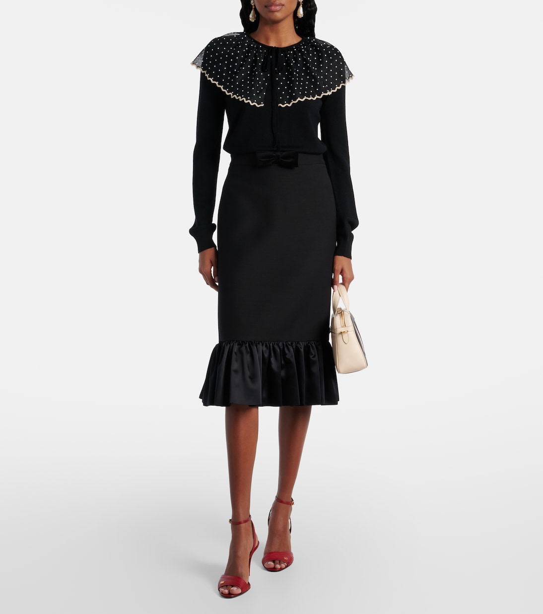 Tulle-trimmed wool sweater | Valentino