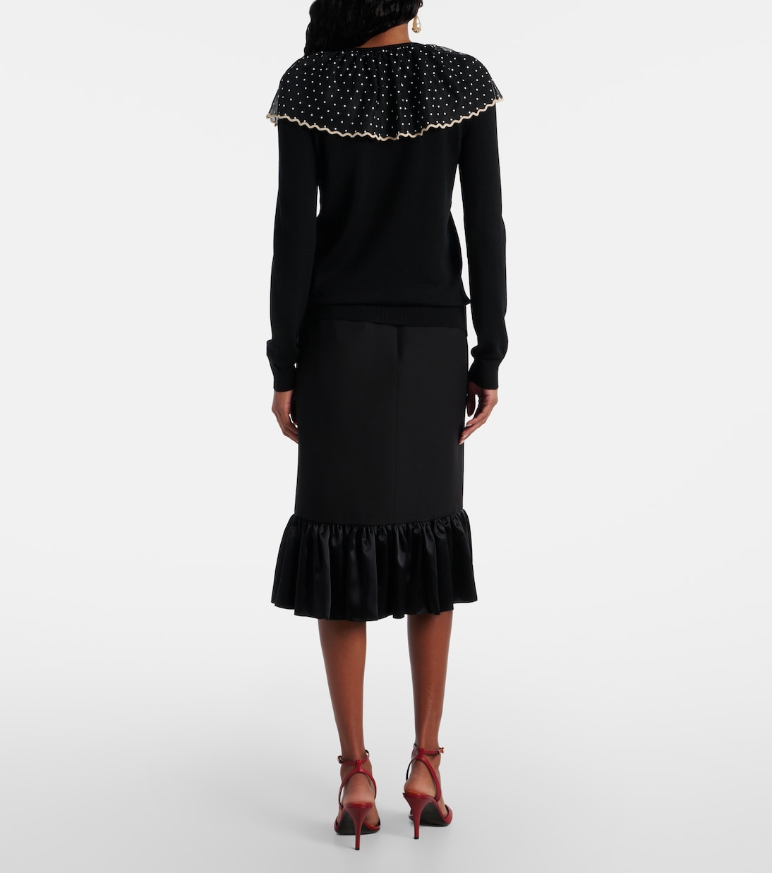 Tulle-trimmed wool sweater | Valentino
