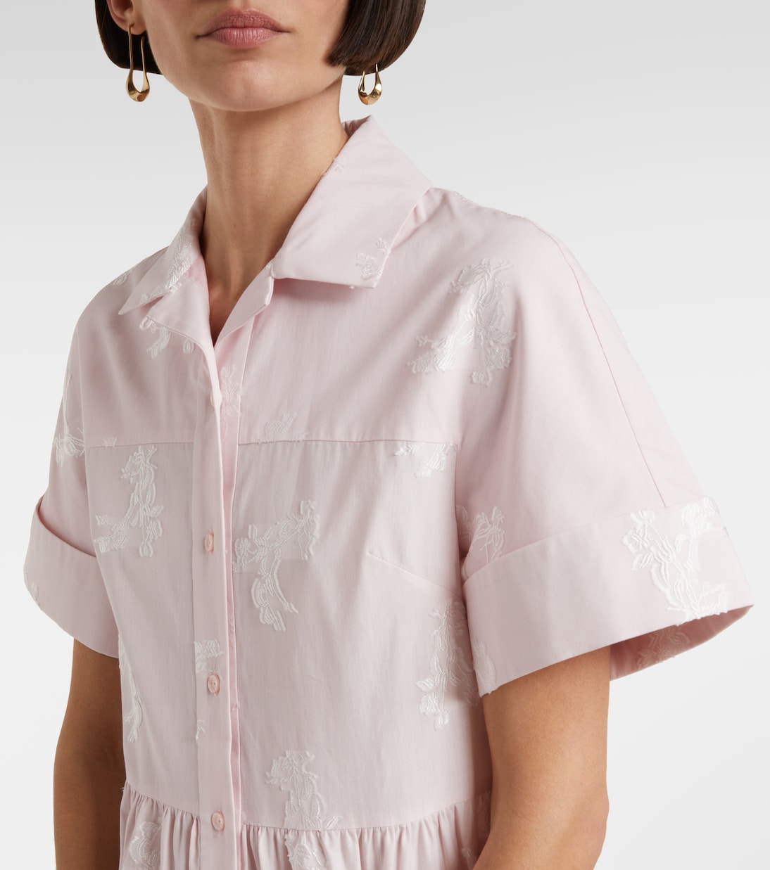 Robe chemise brodée en coton | Erdem