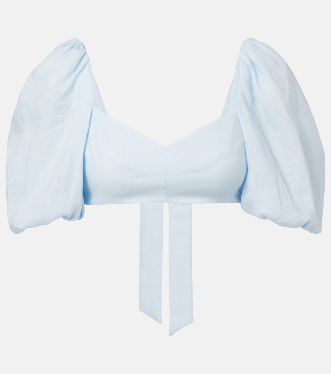 Rhiannon puff-sleeve linen crop top | Zimmermann