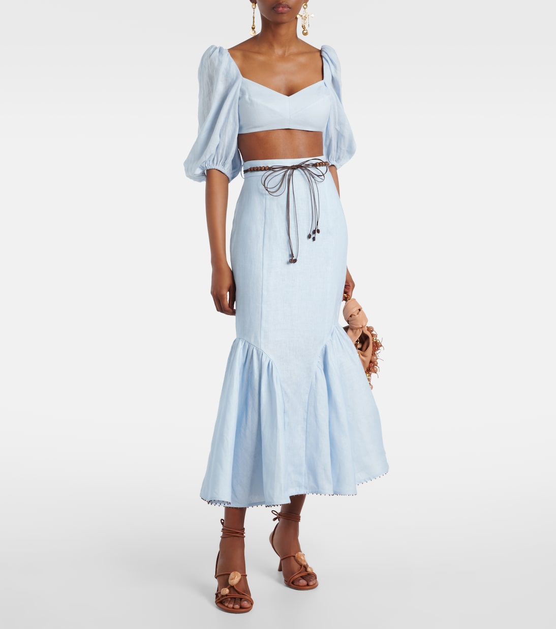 Rhiannon puff-sleeve linen crop top | Zimmermann