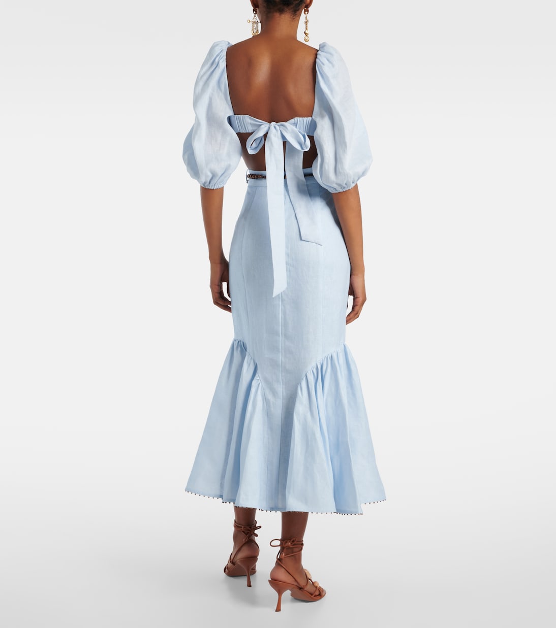 Rhiannon puff-sleeve linen crop top | Zimmermann