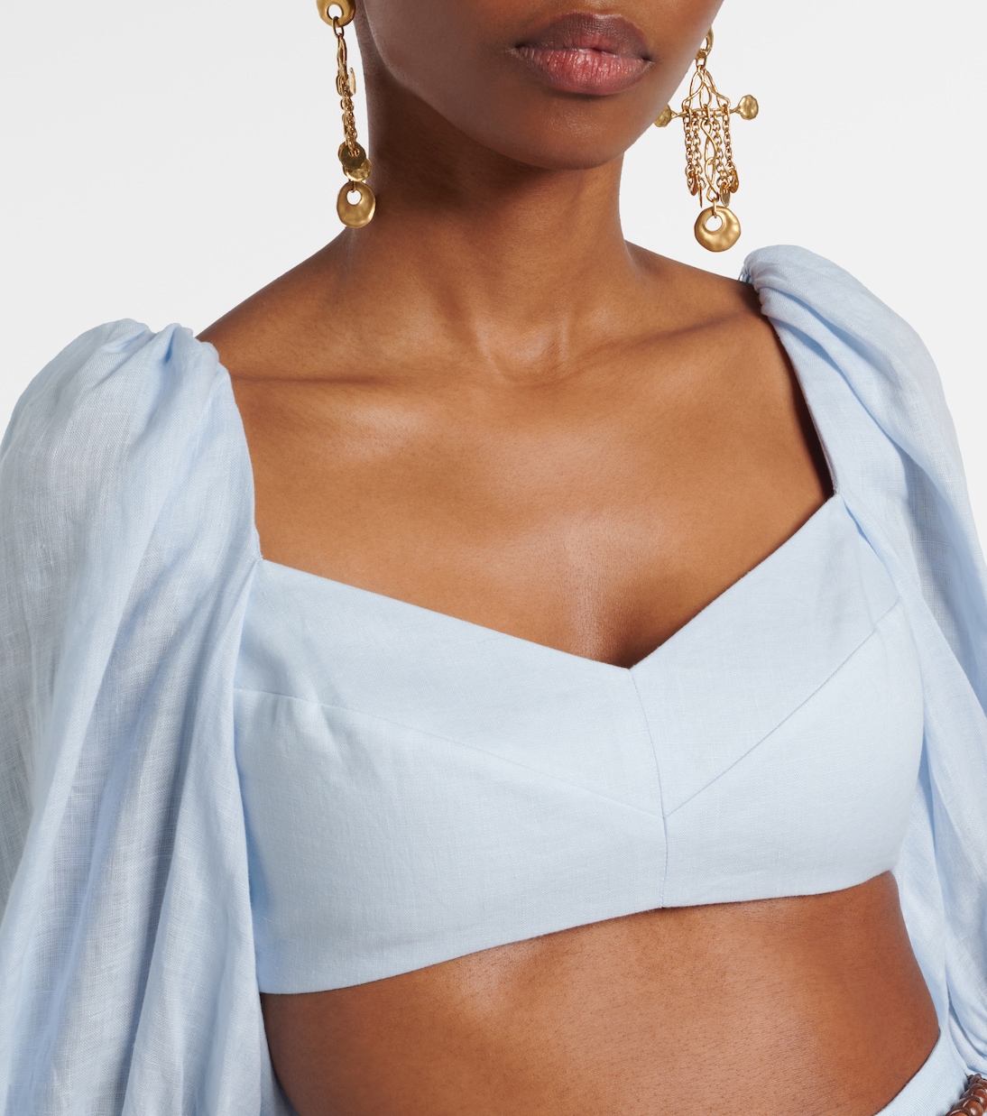 Rhiannon puff-sleeve linen crop top | Zimmermann