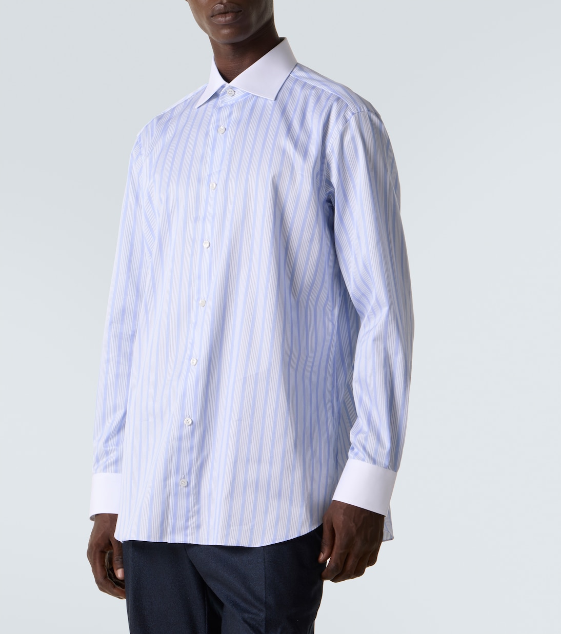 Camisa de popelín de algodón a rayas | Brioni