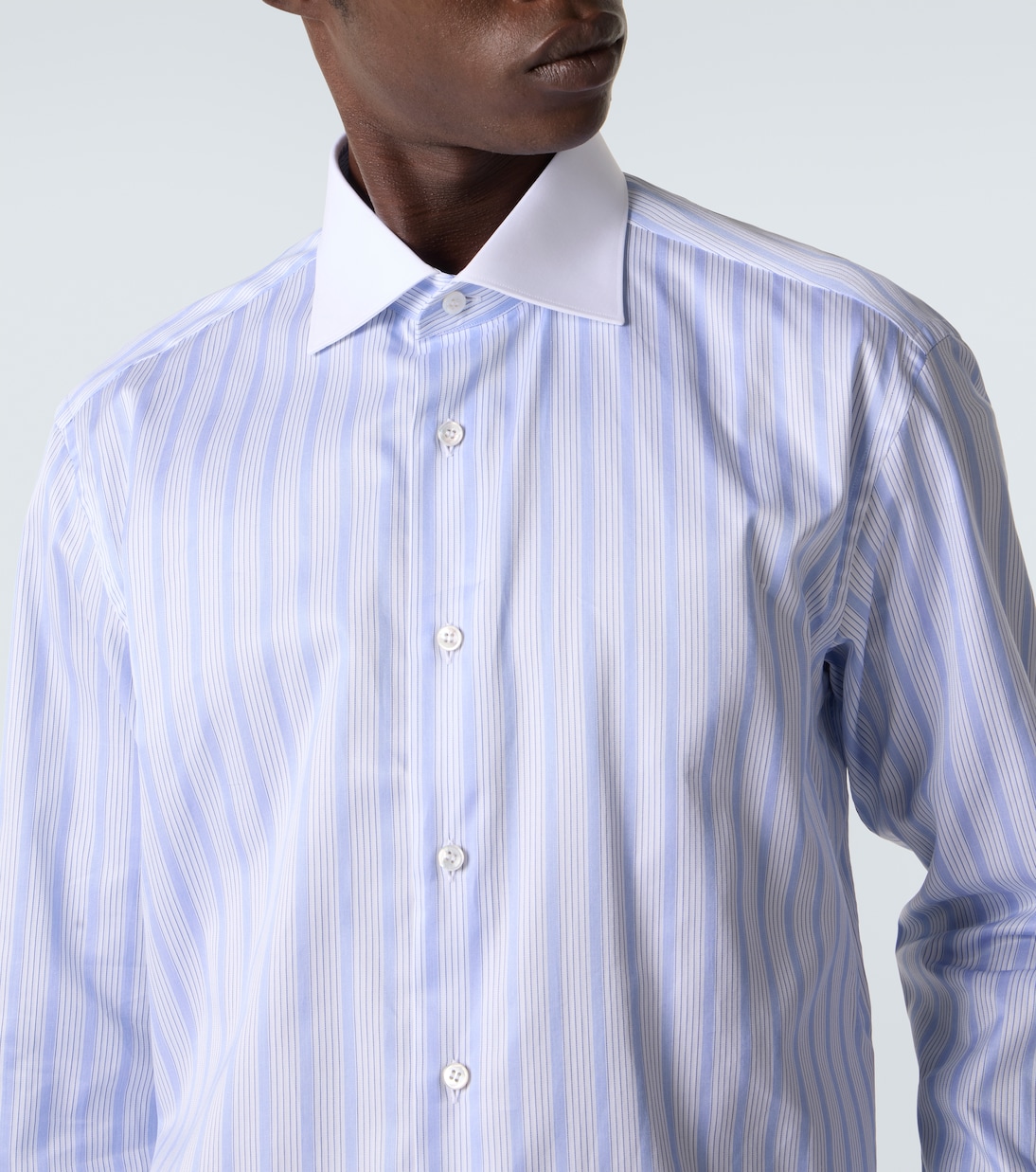 Camisa de popelín de algodón a rayas | Brioni