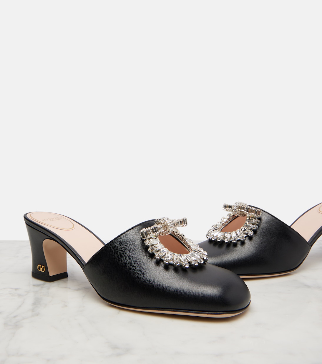 Mules Adamantine 60 en cuir à ornements | Valentino Garavani