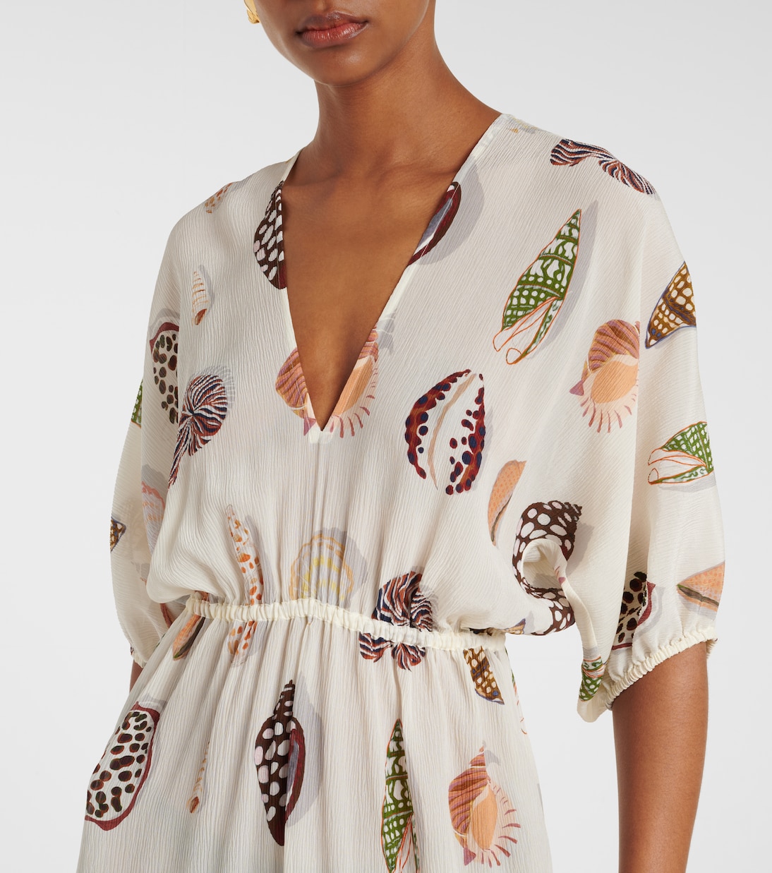 Bedrucktes Maxikleid Coffea aus Seide | Eres