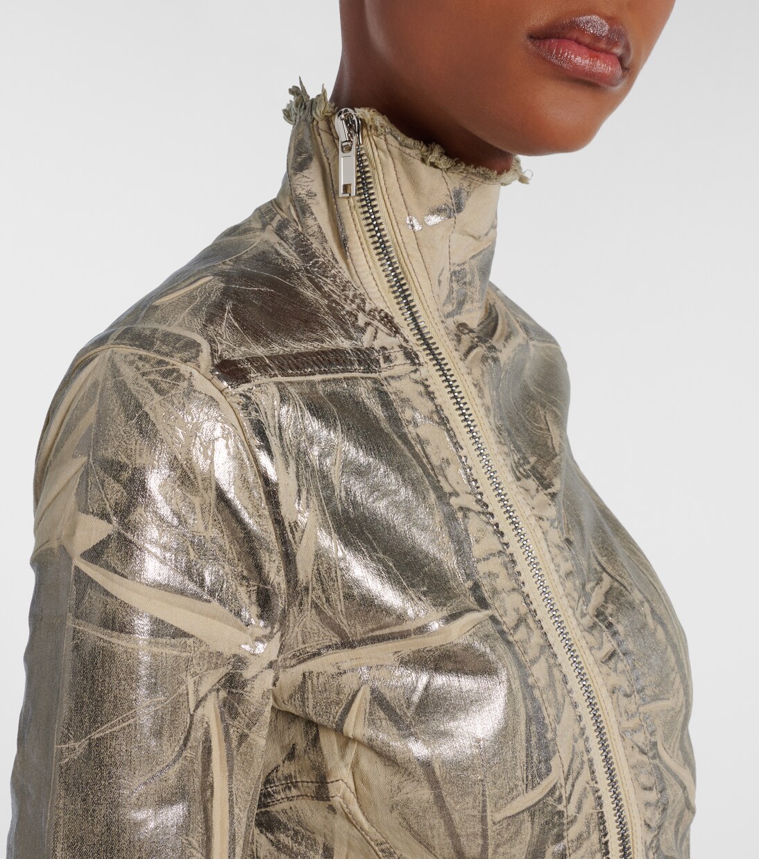 Naska Gary distressed coated denim jacket | Rick Owens