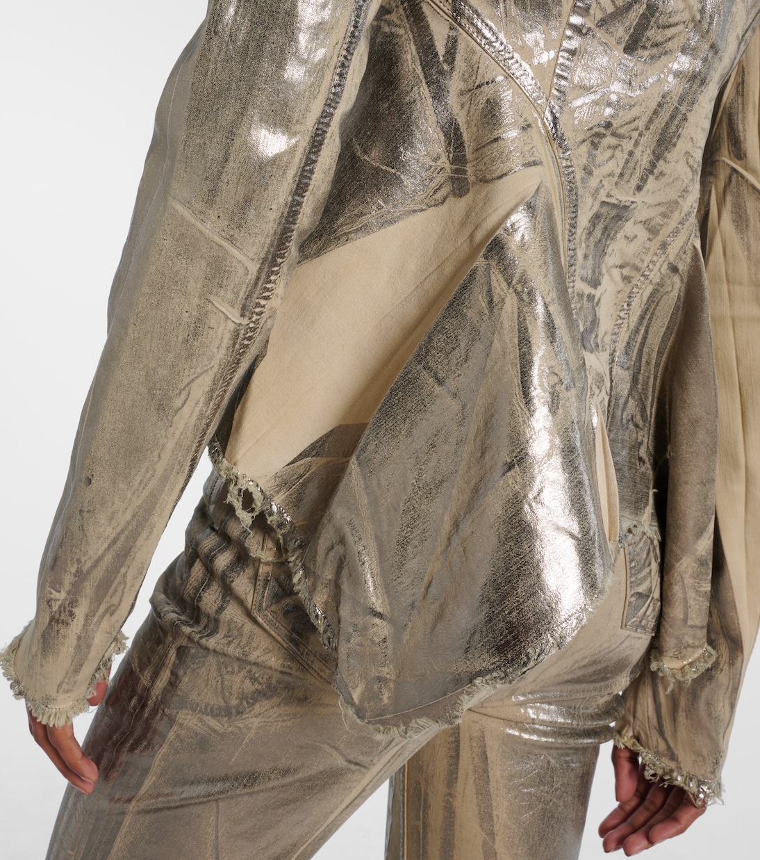 Naska Gary distressed coated denim jacket | Rick Owens