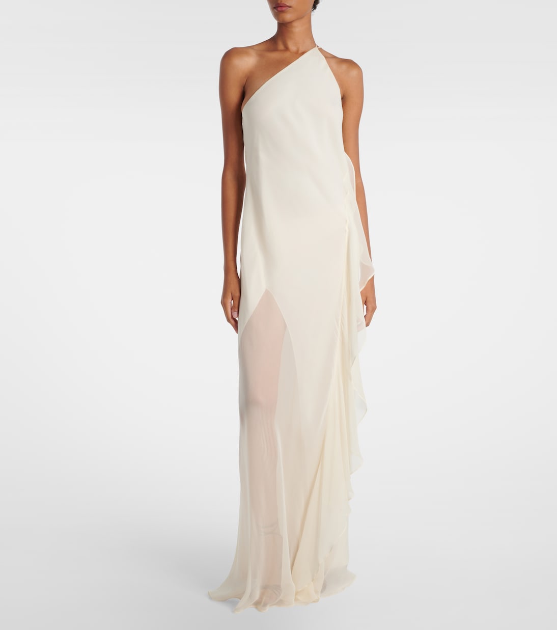 One-shoulder ruffled silk gown | The Sei