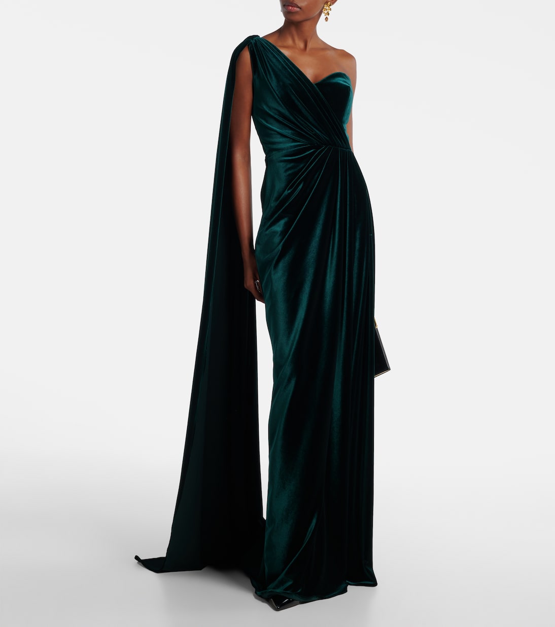 One-Shoulder-Robe aus Samt | Monique Lhuillier
