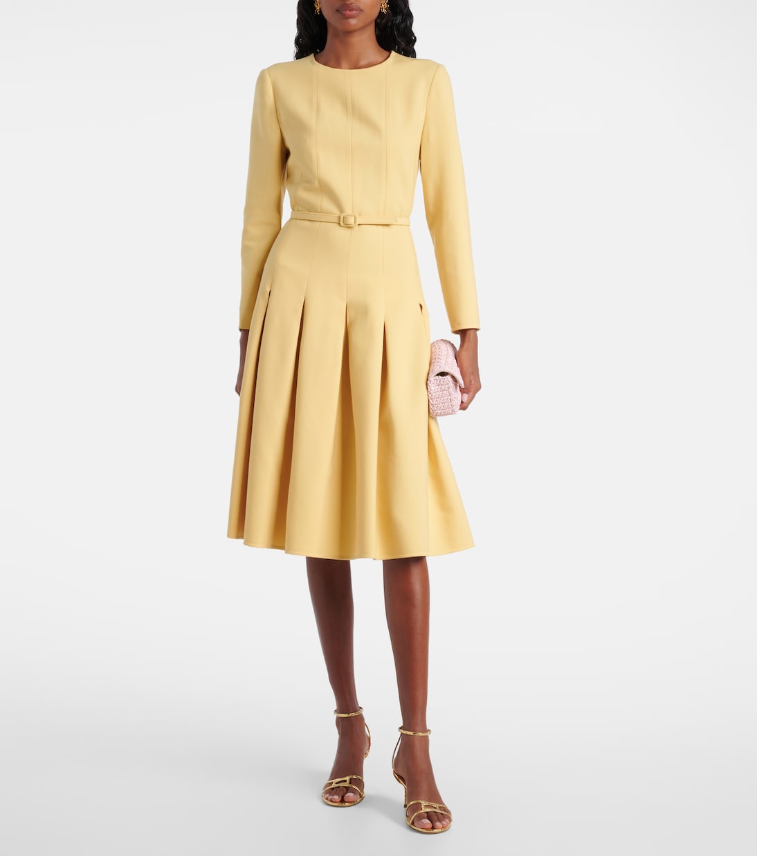 Abito midi in crêpe a pieghe | Oscar de la Renta