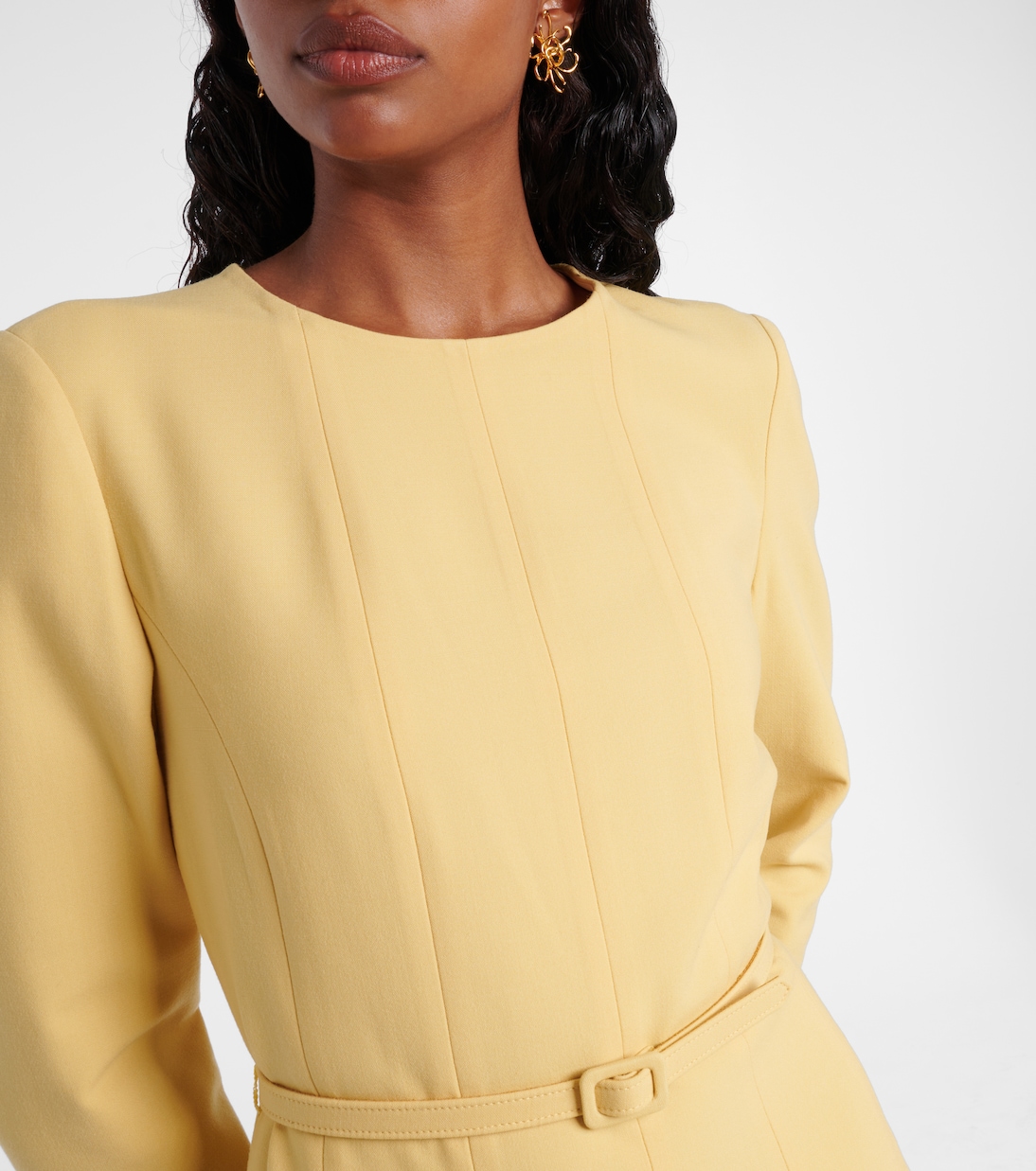 Abito midi in crêpe a pieghe | Oscar de la Renta