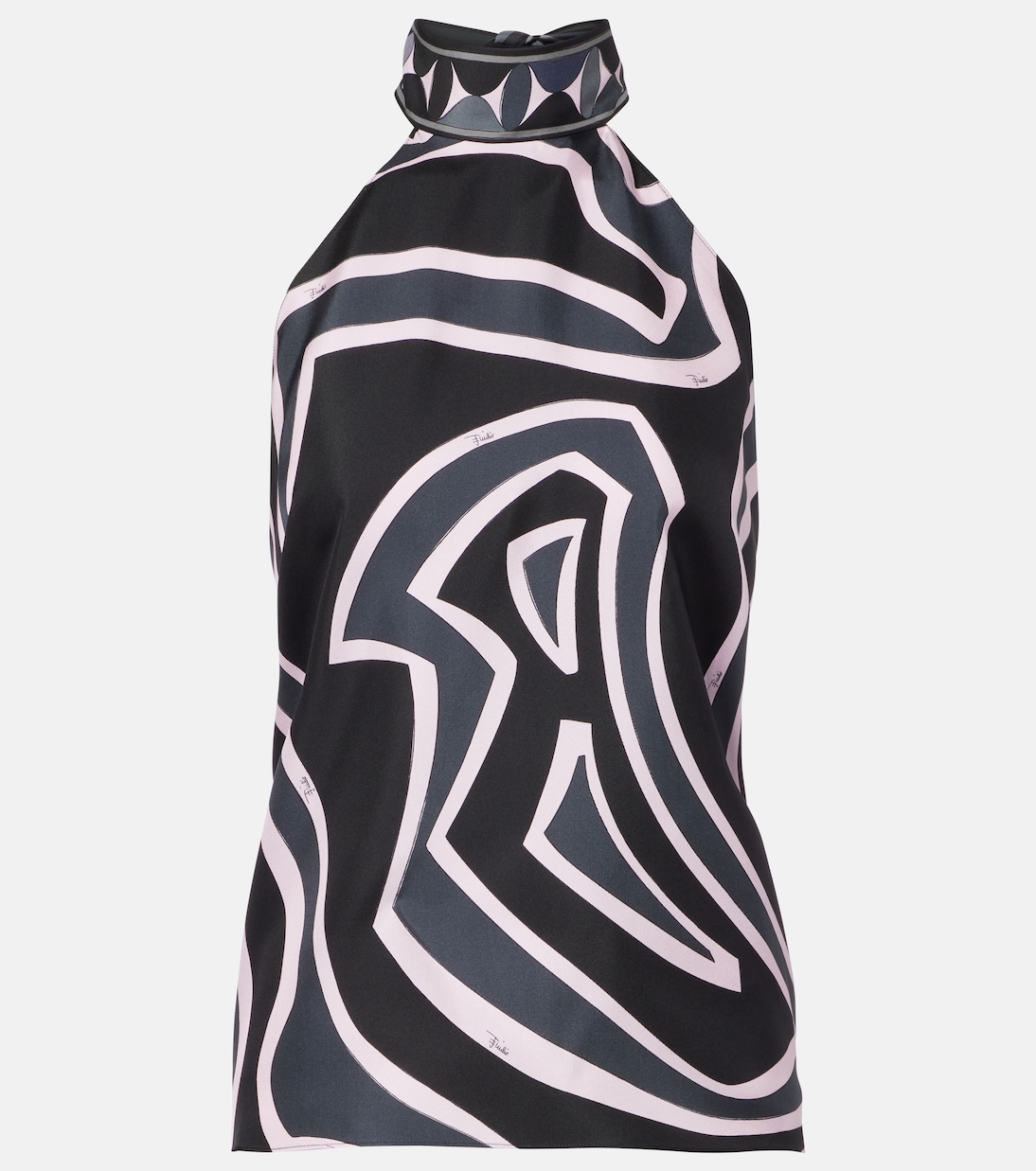Iride halterneck silk twill top | Pucci