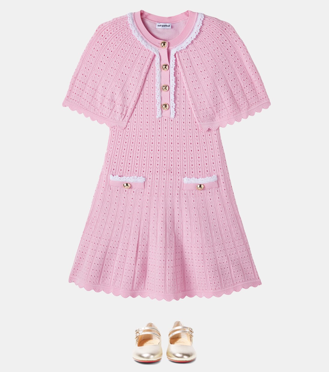 Caped pointelle dress | Self-Portrait Kids