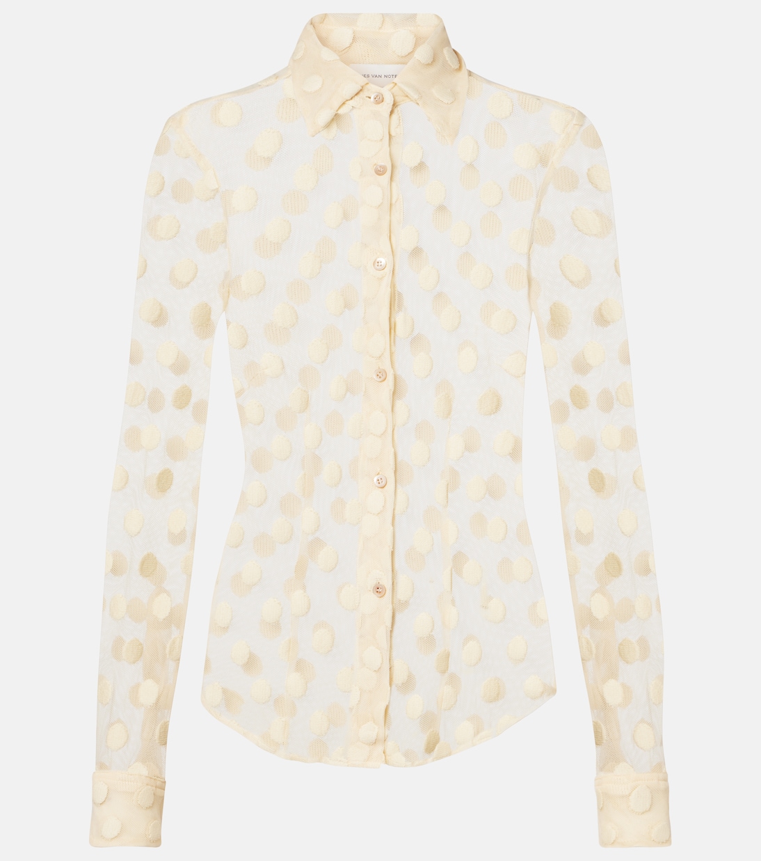 Polka-dot cotton-blend mesh shirt | Dries Van Noten