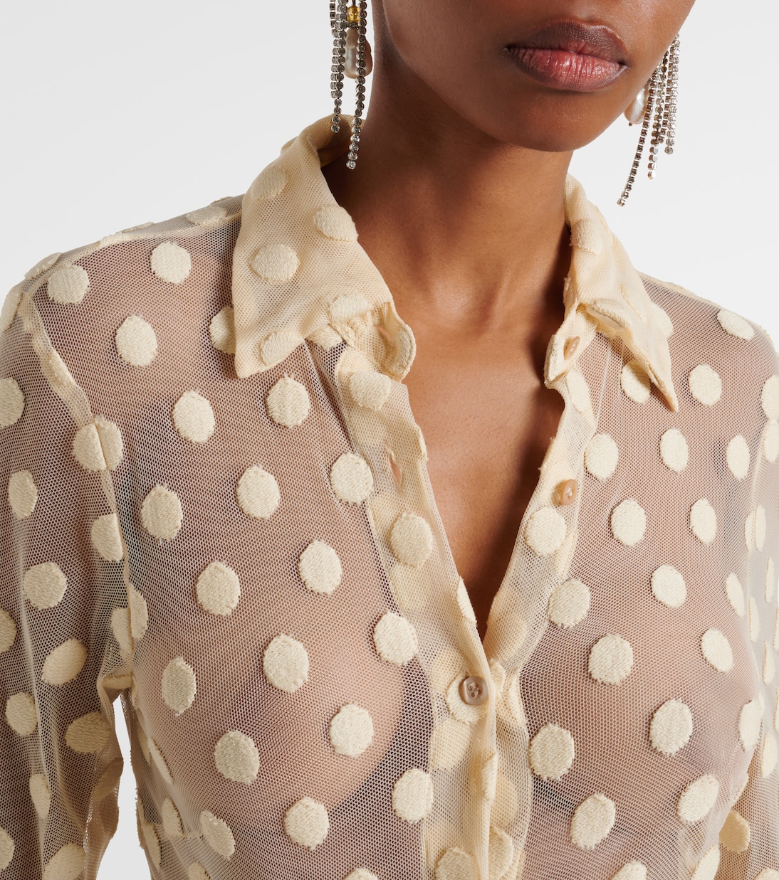 Polka-dot cotton-blend mesh shirt | Dries Van Noten