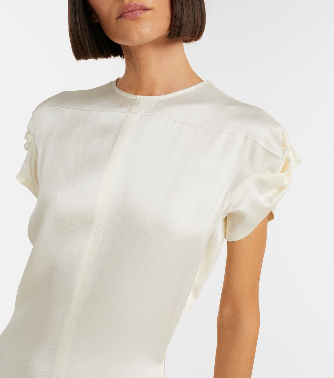 Asymmetric crêpe satin midi dress | Victoria Beckham