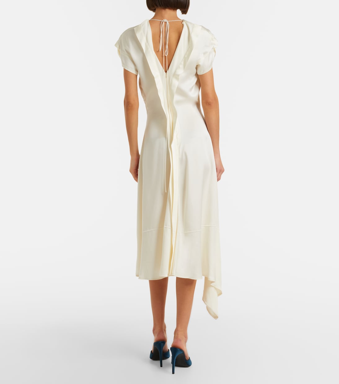Asymmetric crêpe satin midi dress | Victoria Beckham
