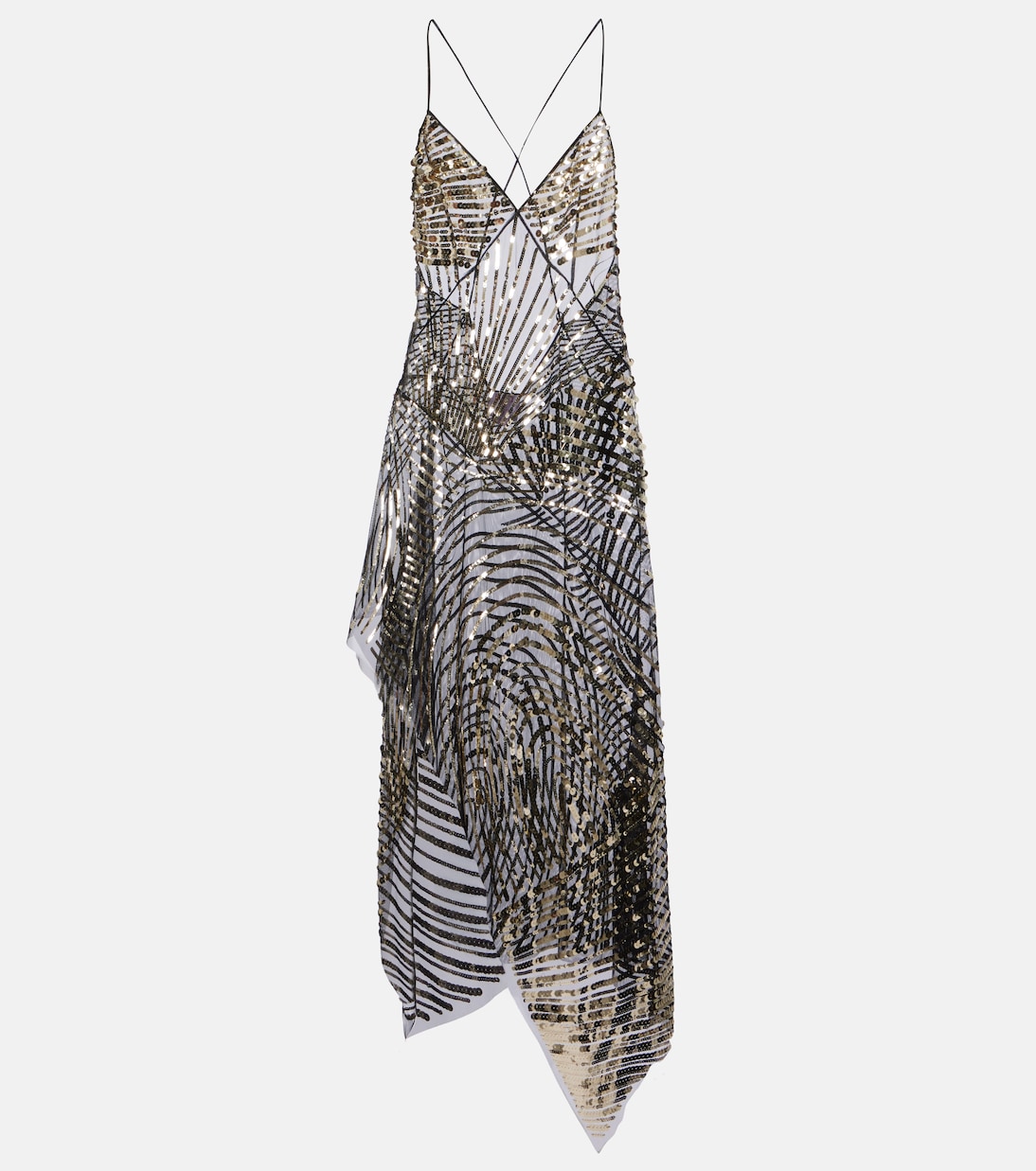 Asymmetric sequined tulle slip dress | Pucci