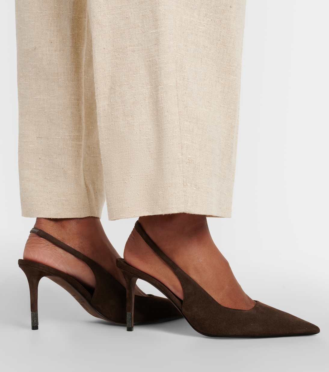 Monili suede slingback pumps | Brunello Cucinelli
