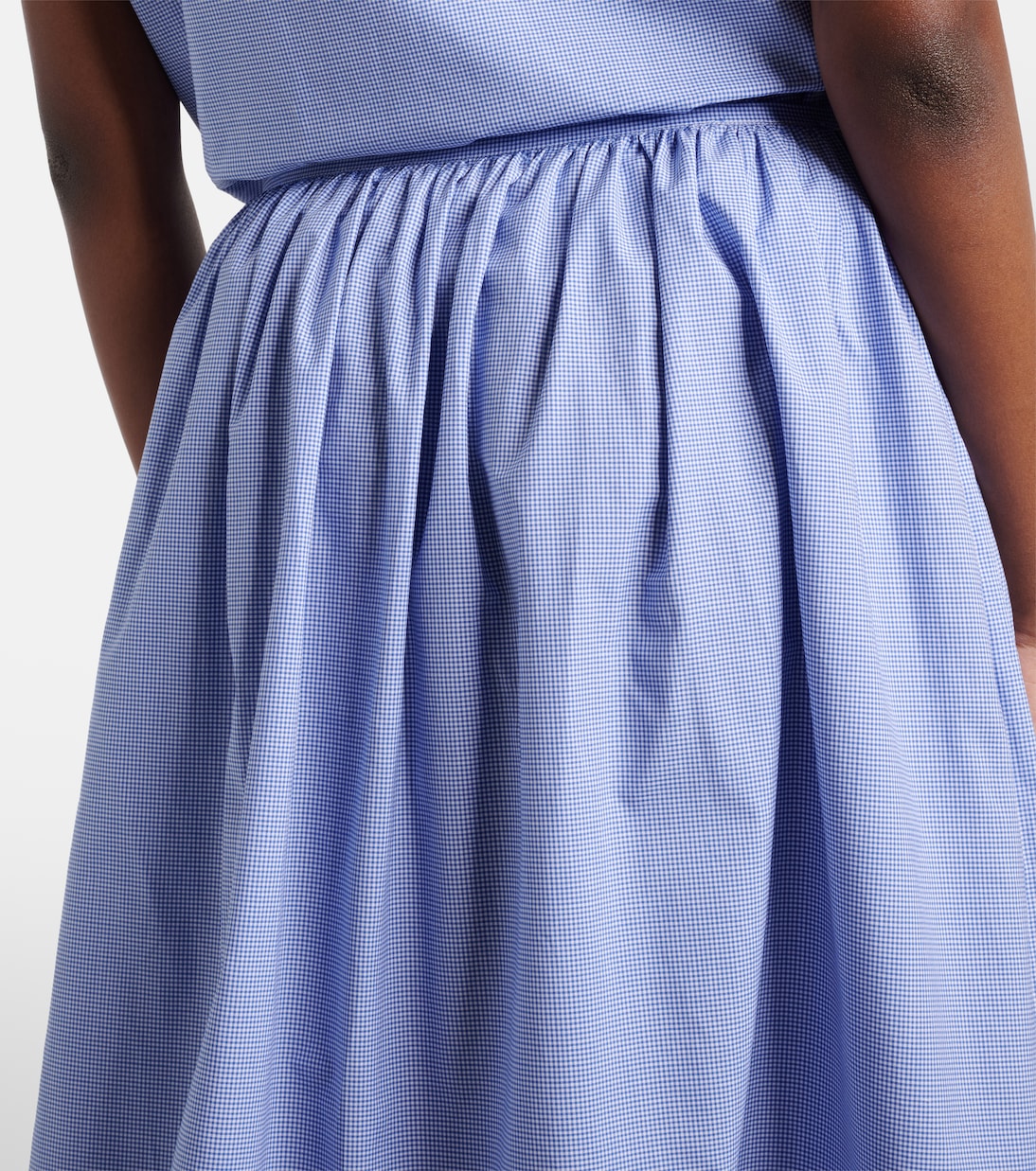 Gingham lace-trimmed cotton midi skirt | Miu Miu