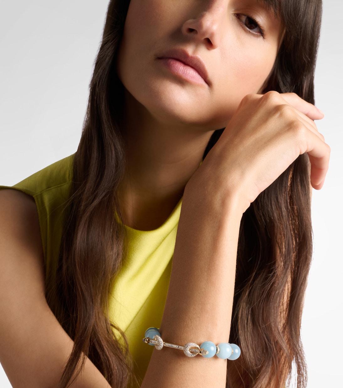 Chakra 18kt gold beaded bracelet with gemstones | Ananya