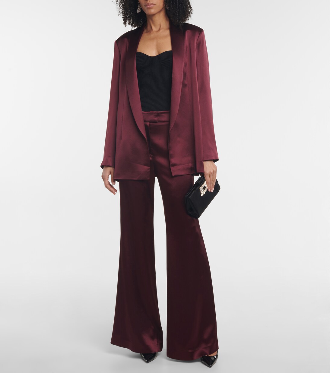 High-Rise-Schlaghose aus Satin | Galvan