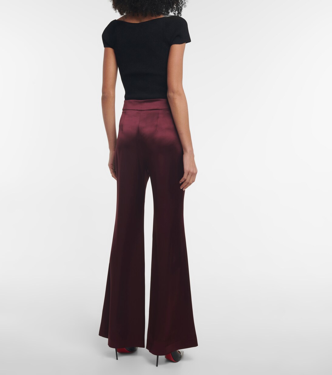 High-Rise-Schlaghose aus Satin | Galvan