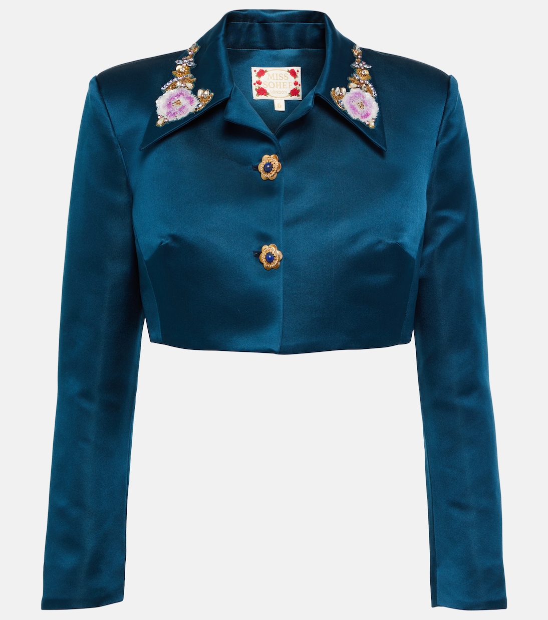 Verzierter Cropped-Blazer aus Seide | Miss Sohee