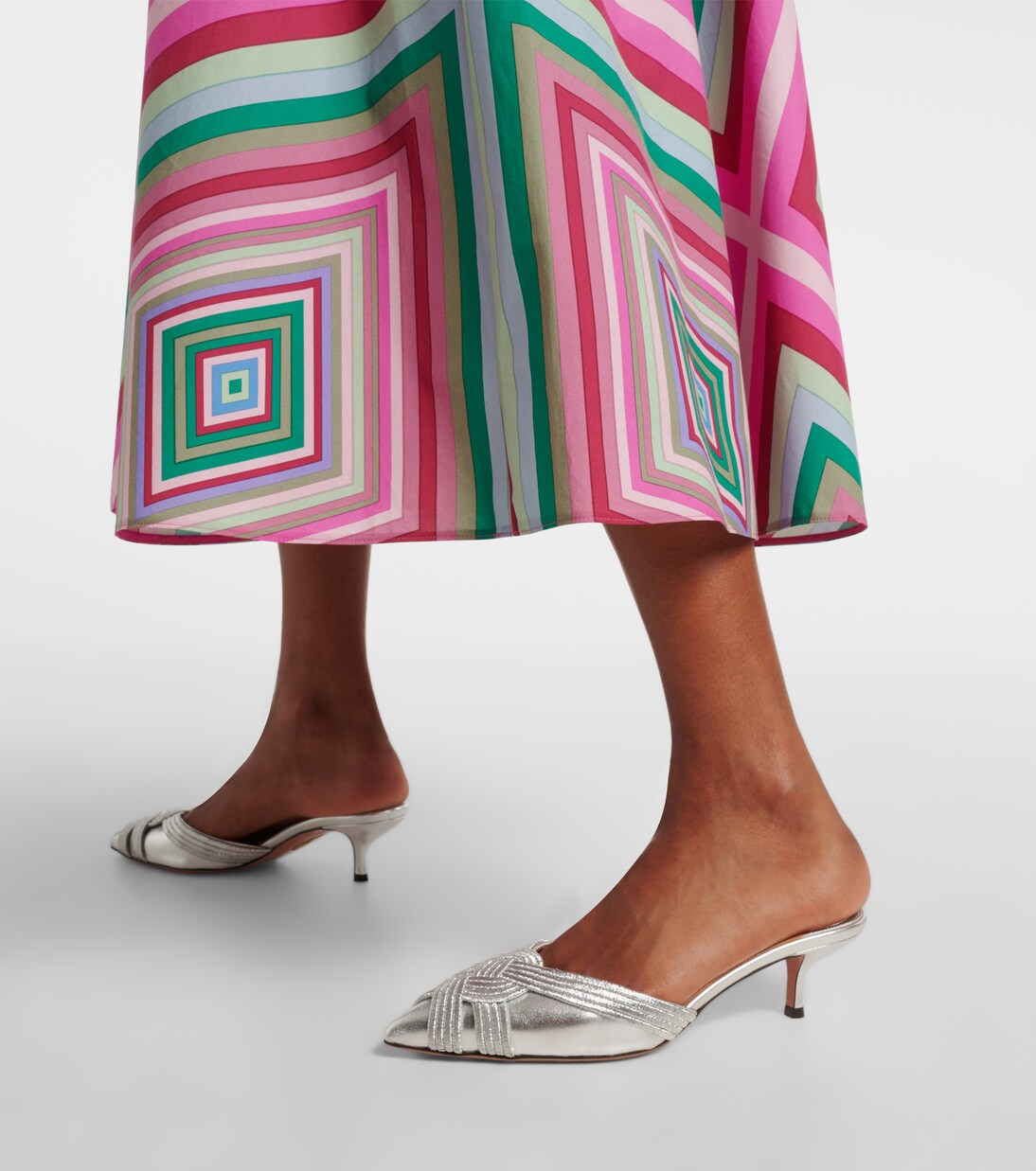 Mules Felix 50 en cuir métallisé | Aquazzura