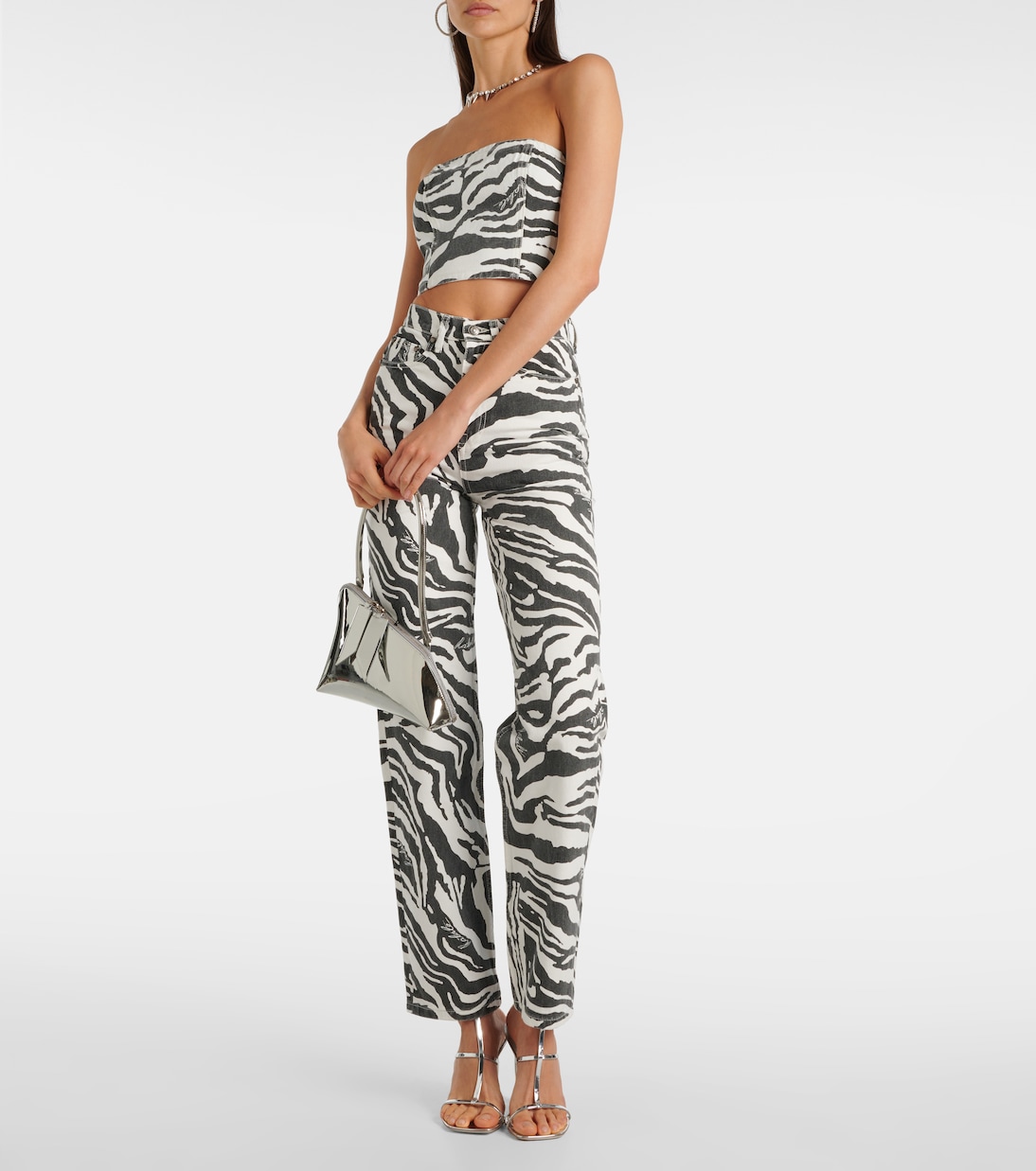 Zebra-print cotton crop top | Rotate