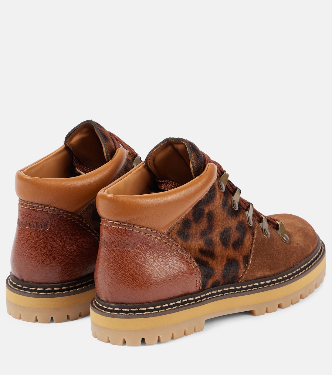 Eileen leopard-print suede lace-up boots | See By Chloé