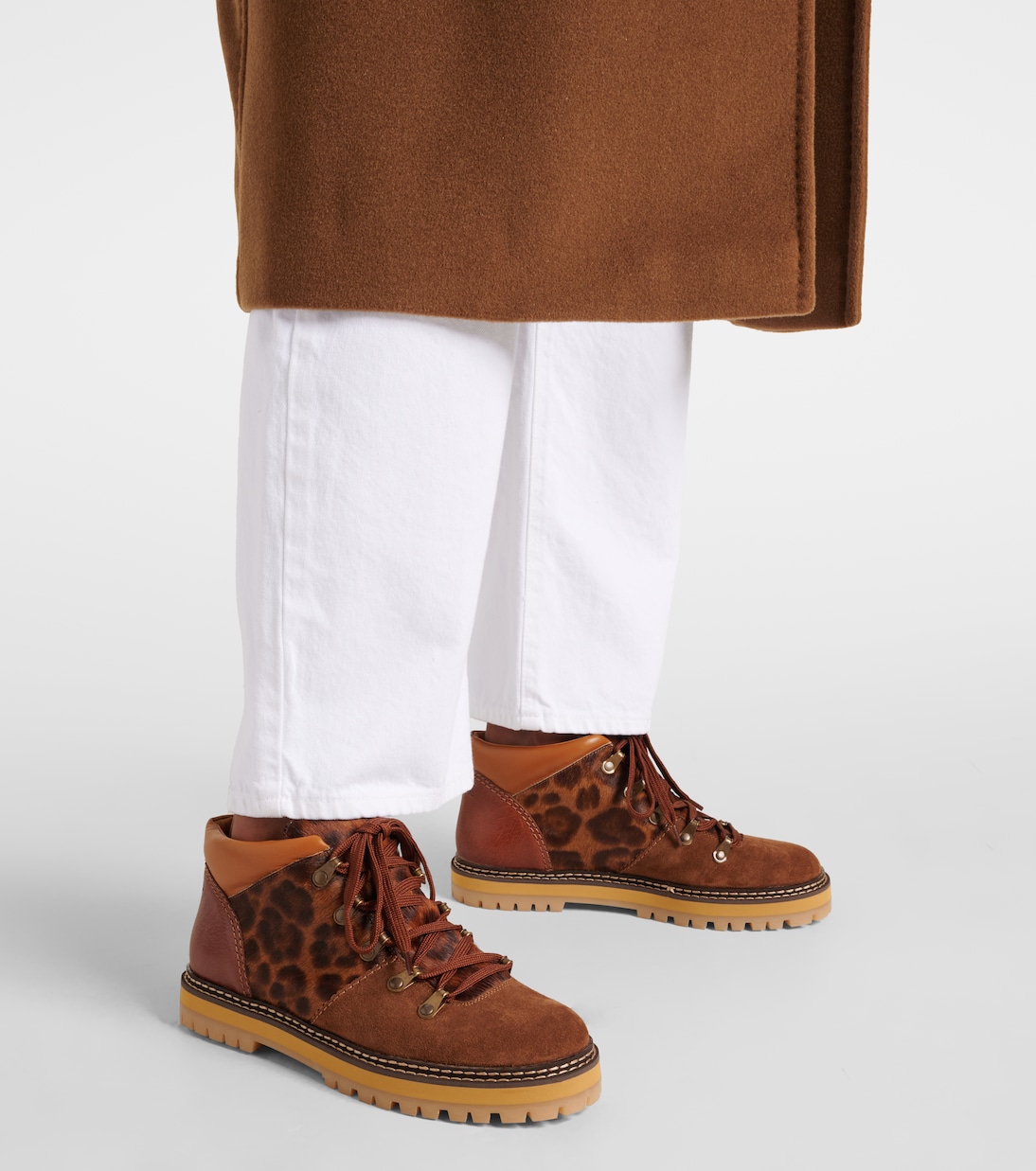 Eileen leopard-print suede lace-up boots | See By Chloé