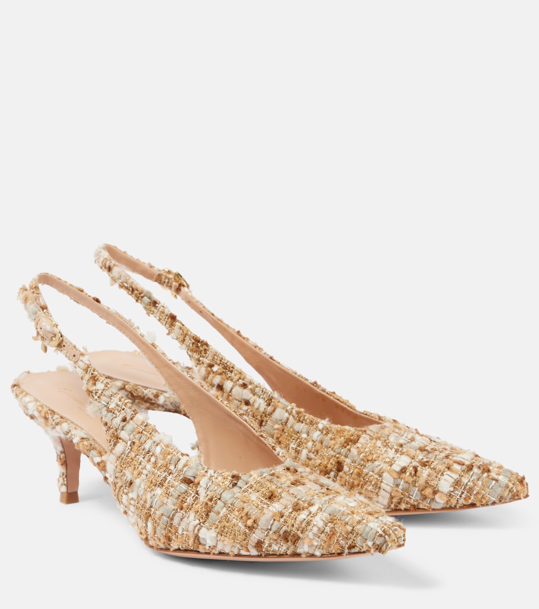 Pointy 55 bouclé slingback pumps | Gianvito Rossi