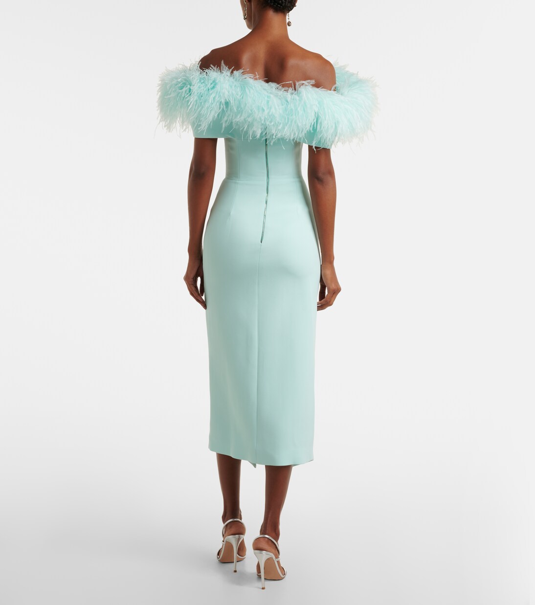 Robe midi à plumes | David Koma