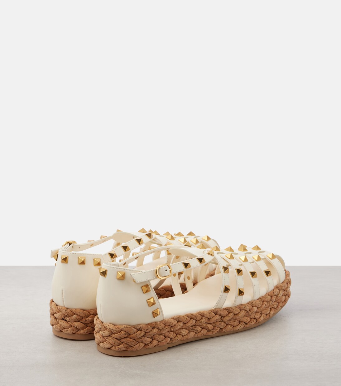 Rockstud Cork leather fisherman sandals | Valentino Garavani