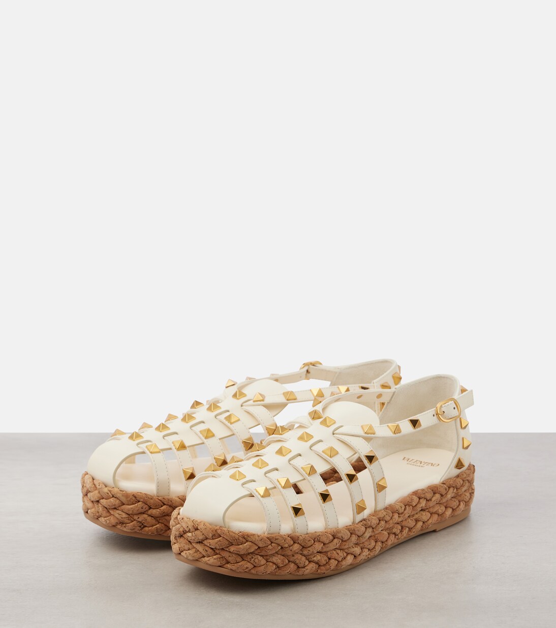 Rockstud Cork leather fisherman sandals | Valentino Garavani