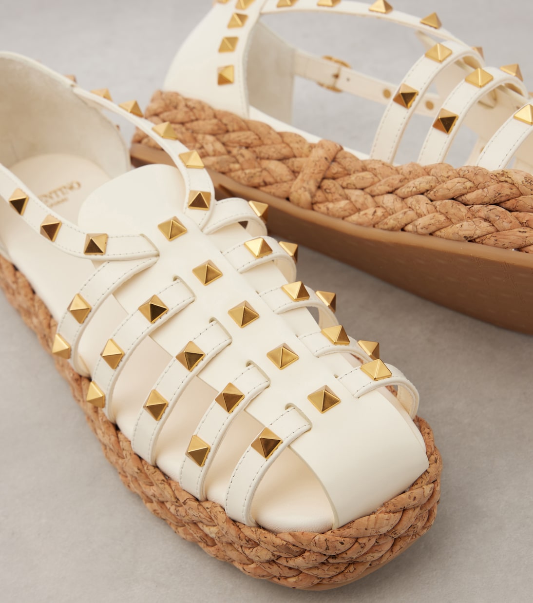 Rockstud Cork leather fisherman sandals | Valentino Garavani