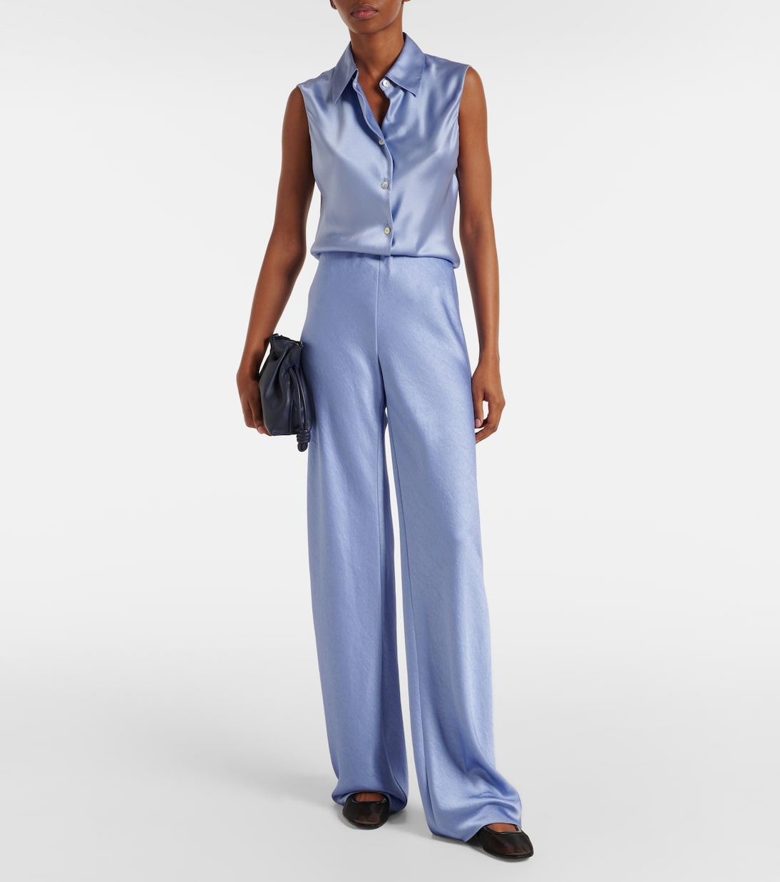 Weite High-Rise Hose aus Satin | Vince