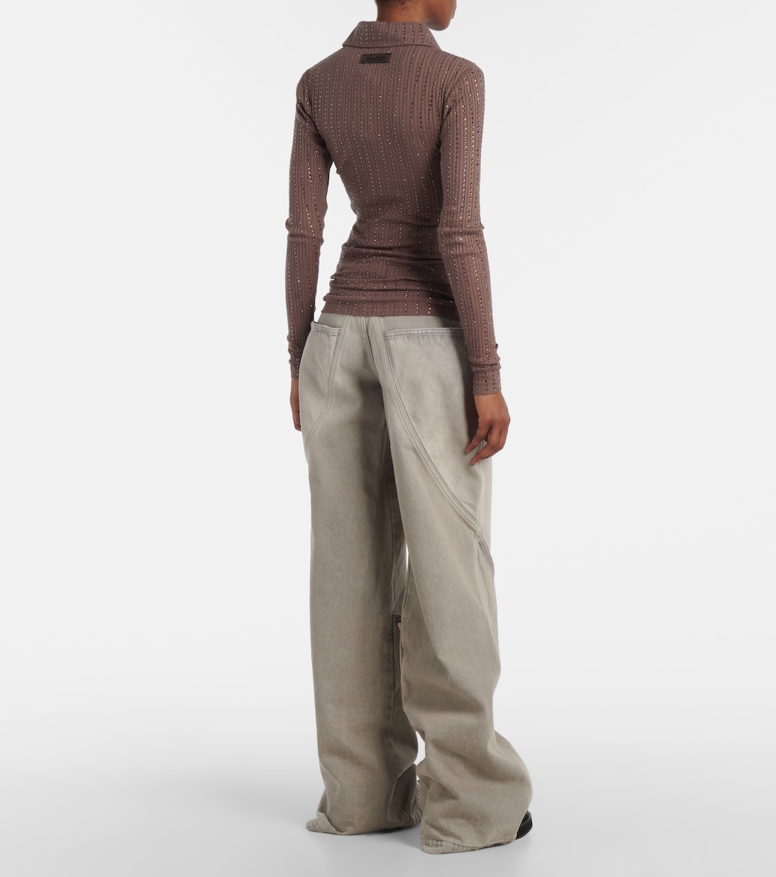 Polopullover aus Baumwolle mit Kristallen | The Attico