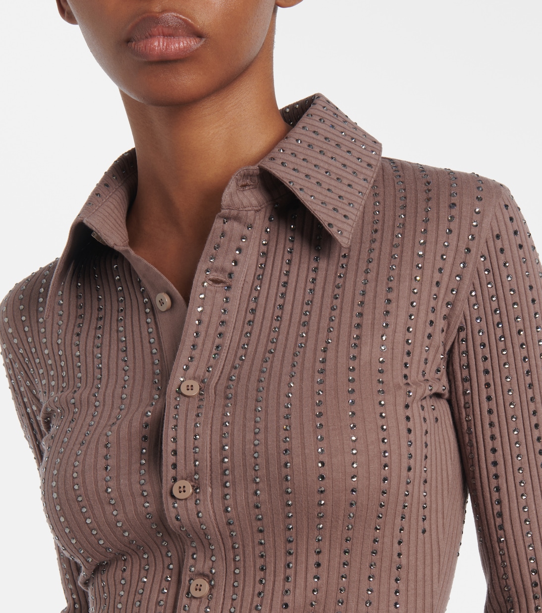 Polopullover aus Baumwolle mit Kristallen | The Attico