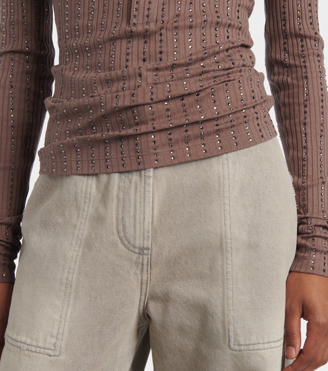 Polopullover aus Baumwolle mit Kristallen | The Attico