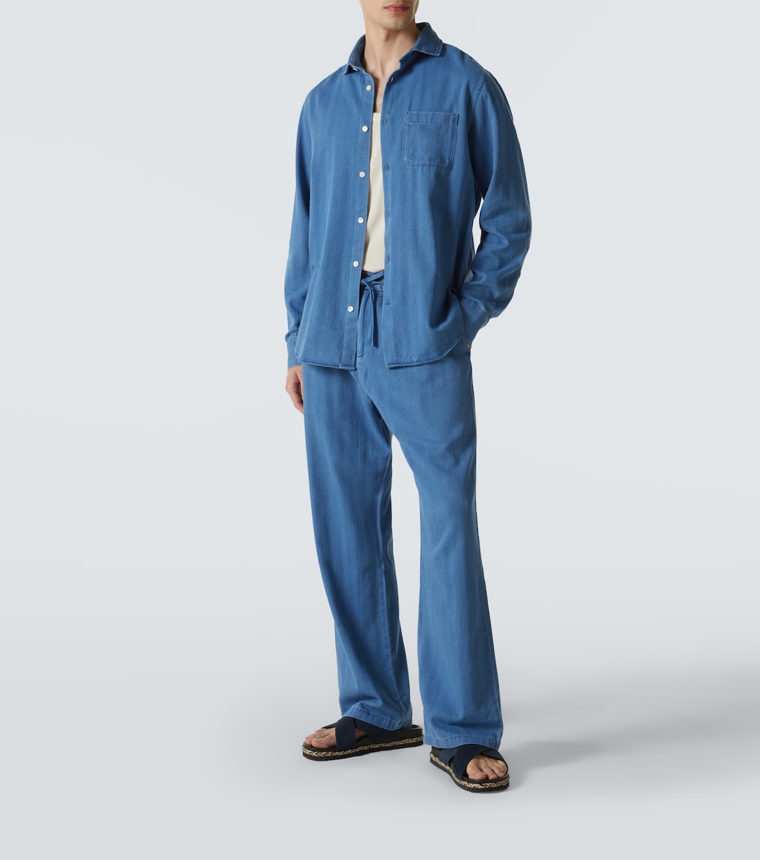 Emilio herringbone denim shirt | Frescobol Carioca