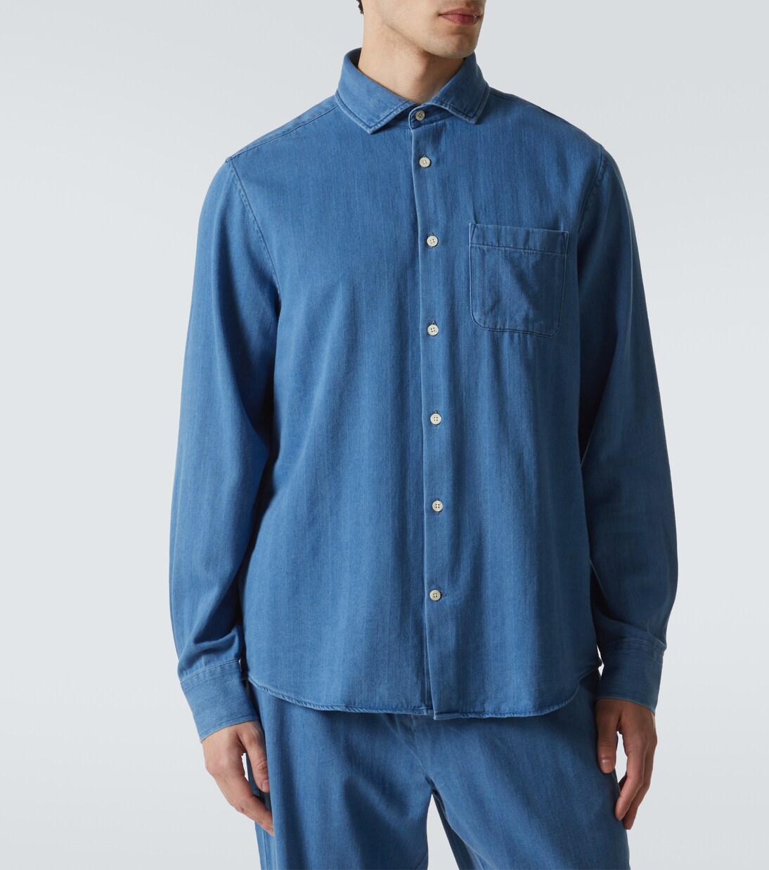 Emilio herringbone denim shirt | Frescobol Carioca