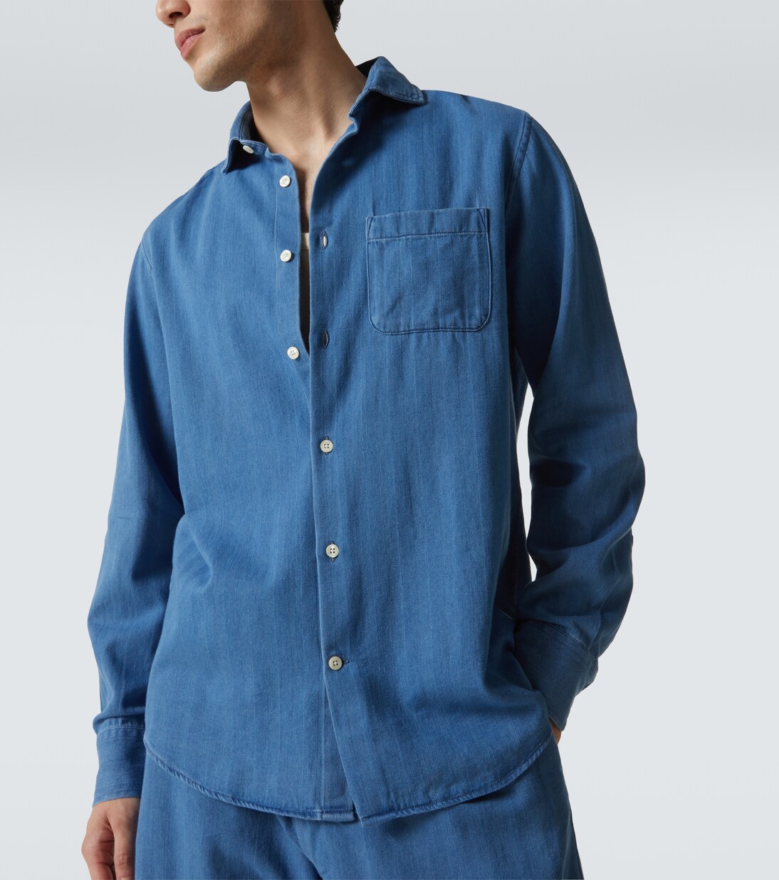 Emilio herringbone denim shirt | Frescobol Carioca