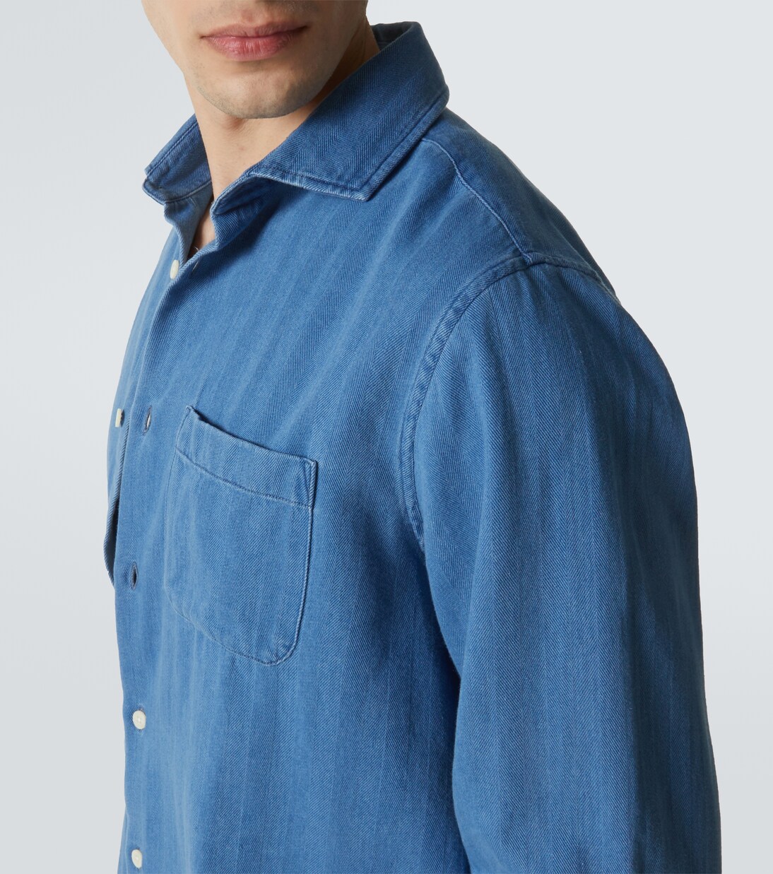Emilio herringbone denim shirt | Frescobol Carioca