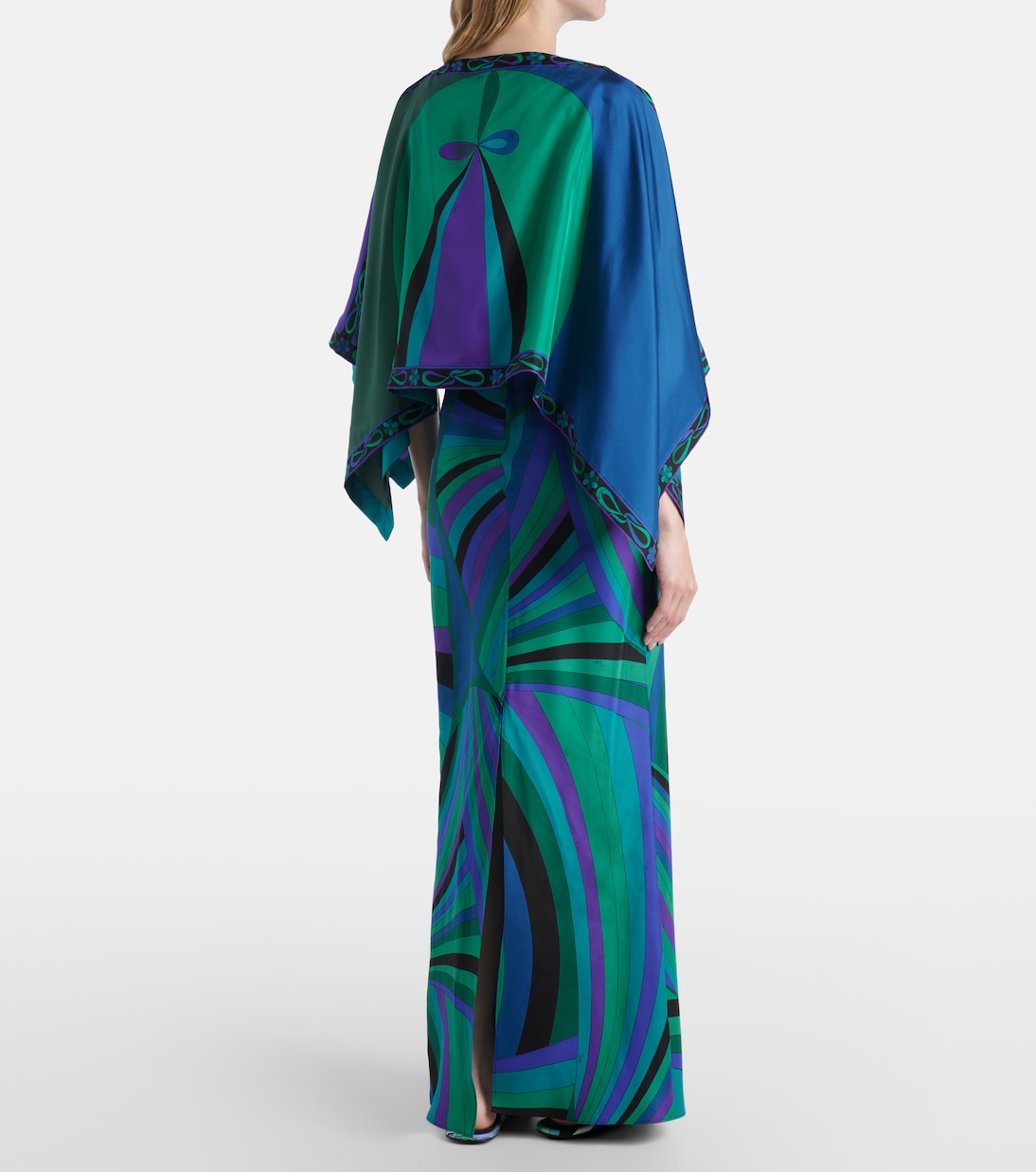 Iride silk twill maxi dress and cape set | Pucci