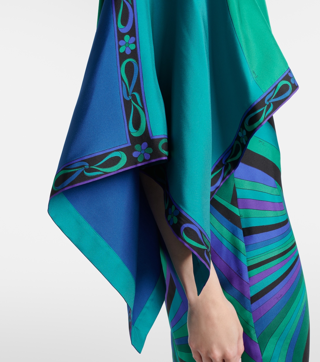Iride silk twill maxi dress and cape set | Pucci